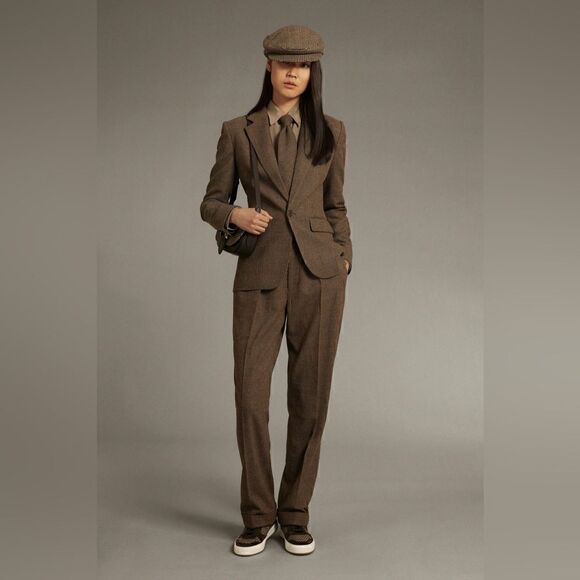 Ralph Lauren Fall 2022 Collection Brown Glen Plaid Jaemyn High Top Sneakers - Picture 16 of 17